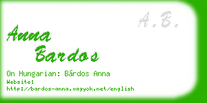 anna bardos business card